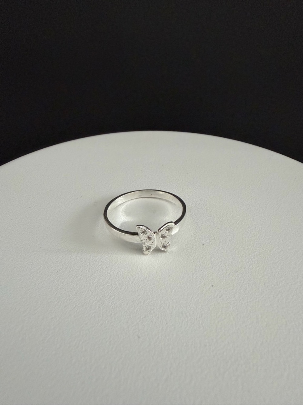Sterling Silver 925 Butterfly Ring size 7 with Clear Sparkle